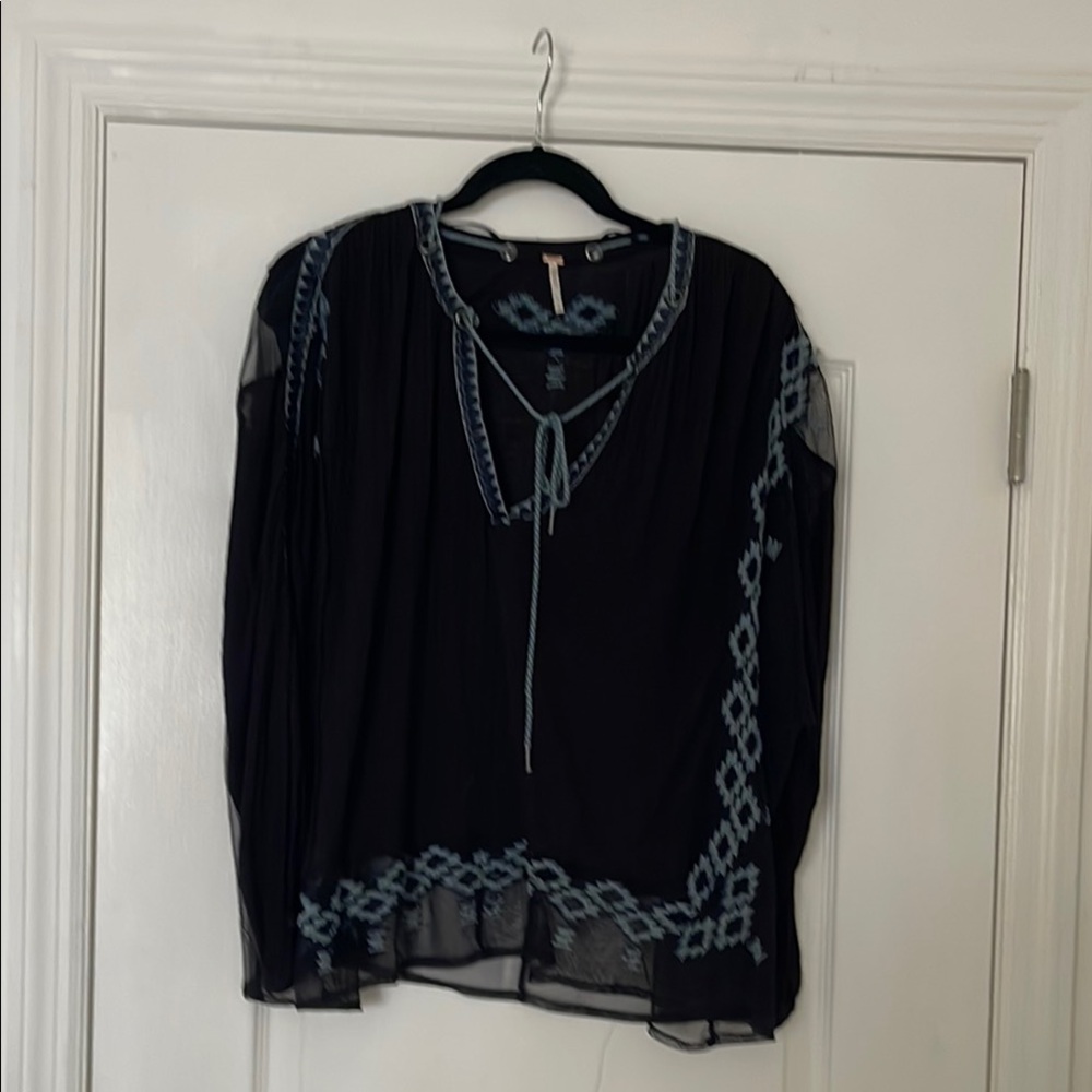 Elegant Black and Blue Women's Top